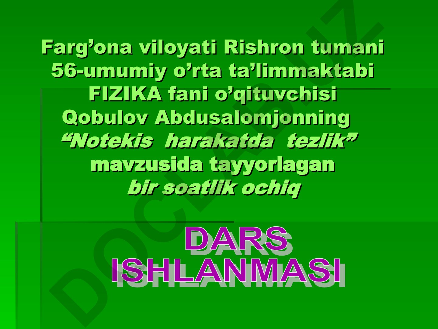 Notekis harakatda tezlik