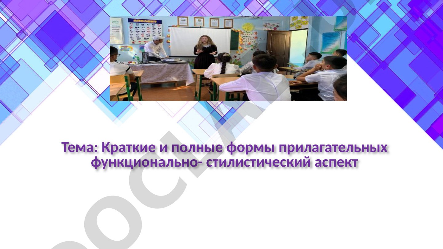 Краткие и полные формы прилагательных функционально-стилистический аспект