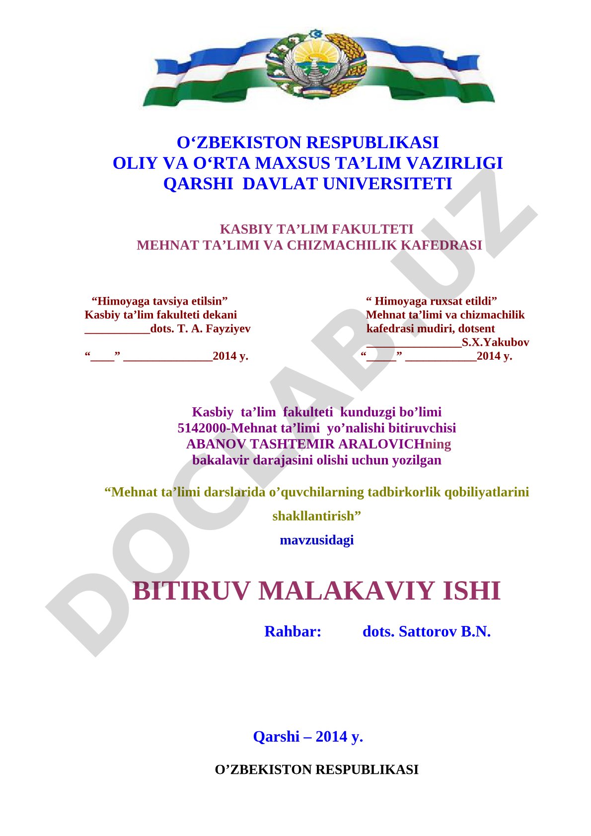 Mehnat ta'limi darslarida o'quvchilarning tadbirkorlik qobiliyatlarini shakllantirish