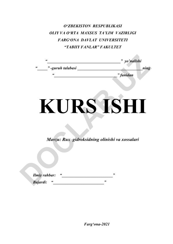 Rux gidroksidning olinishi va xossalari