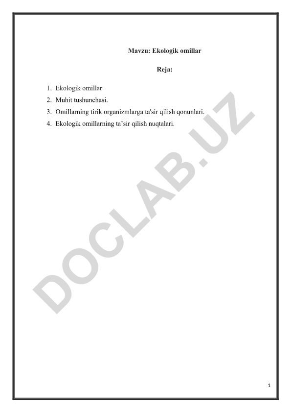 Ekologik omillar