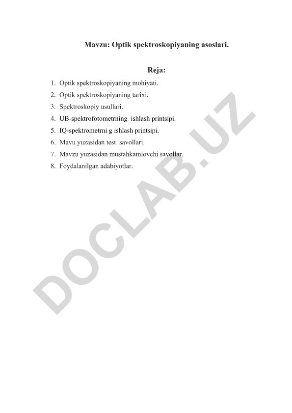 Optik spektroskopiyaning asoslari
