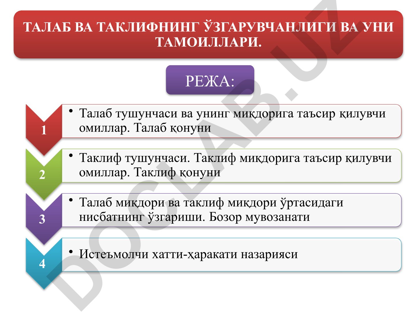 Талаб ва таклифнинг ўзгарувчанлиги ва унинг тамойиллари