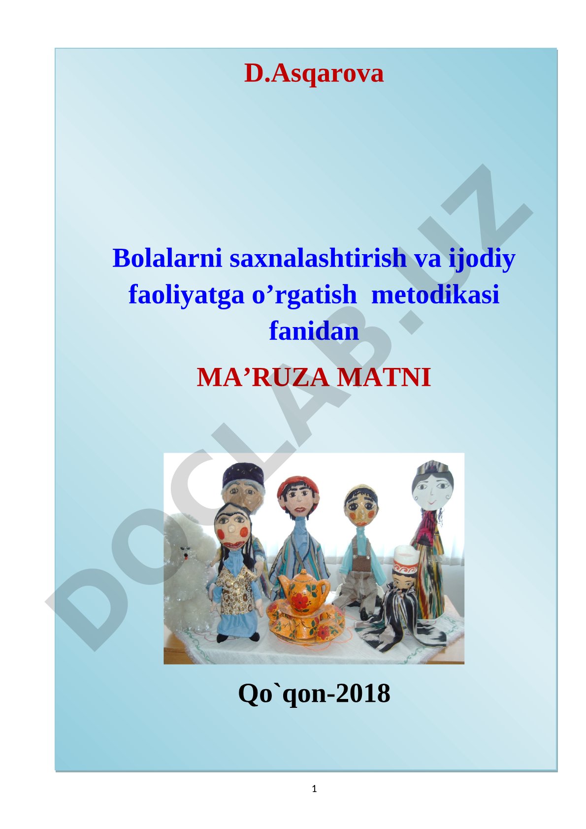 Bolalarni sahnalashtirish va ijodiy faoliyatga o'rgatish metodikasi