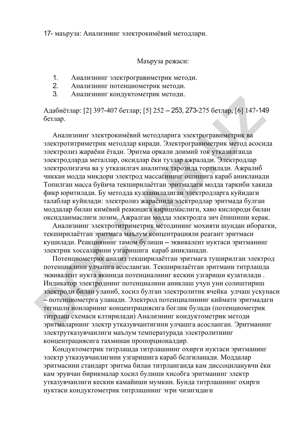 Анализнинг электрокимёвий методлари