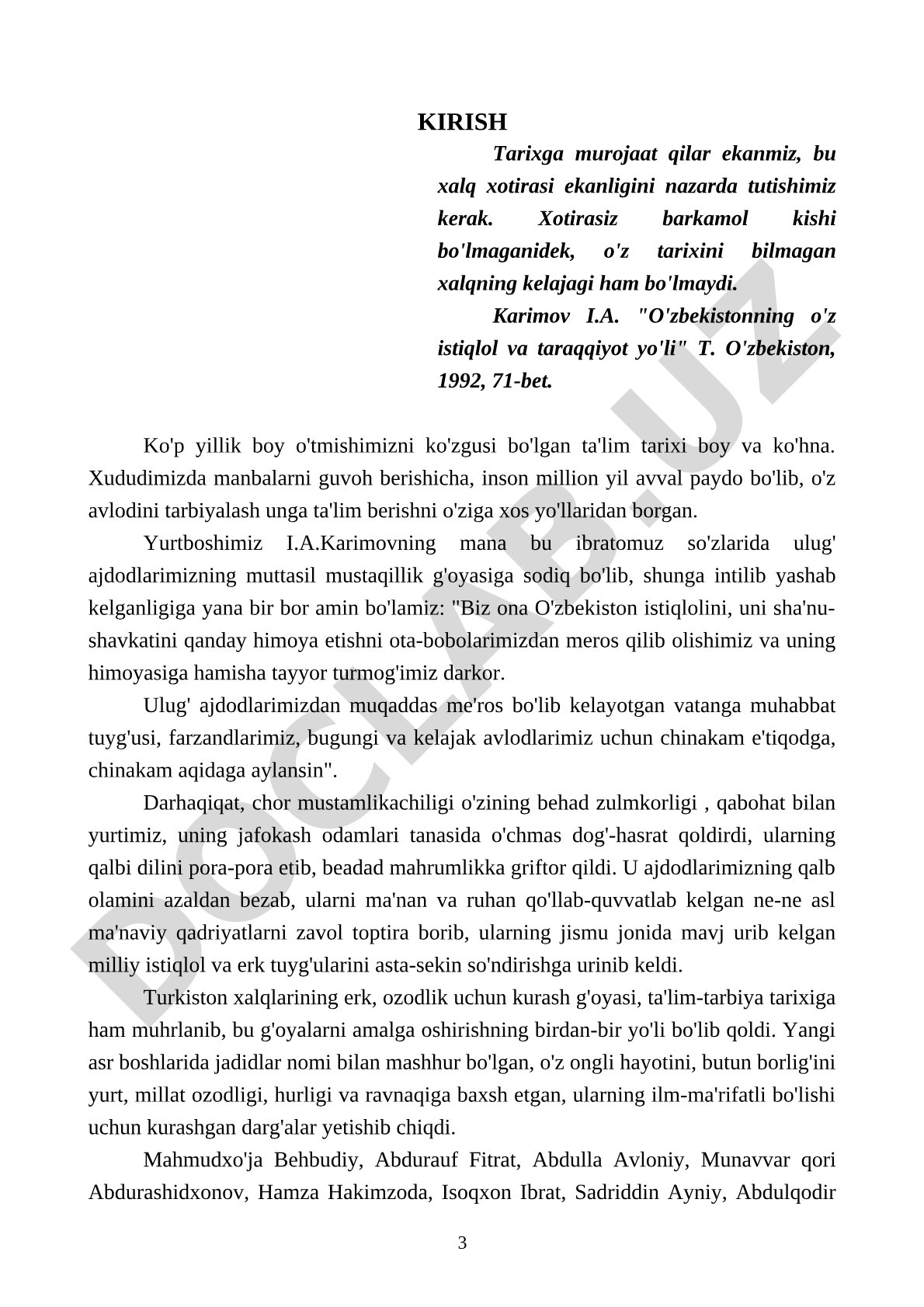 Tarixga murojaat qilar ekanmiz, bu xalq xotirasi ekanligini nazarda tutishimiz kerak