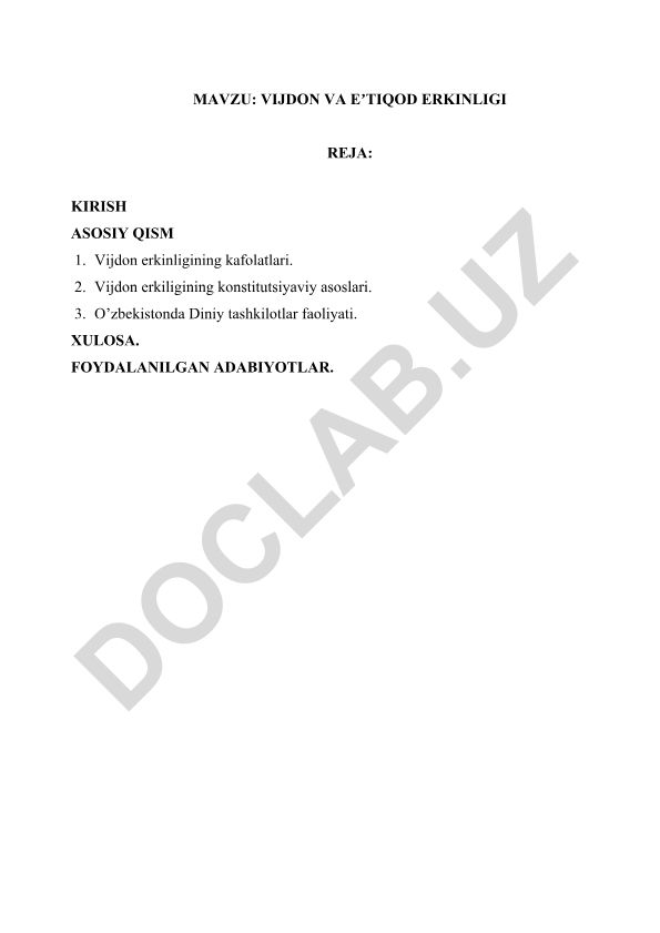 Vijdon va eʼtiqod erkinligi