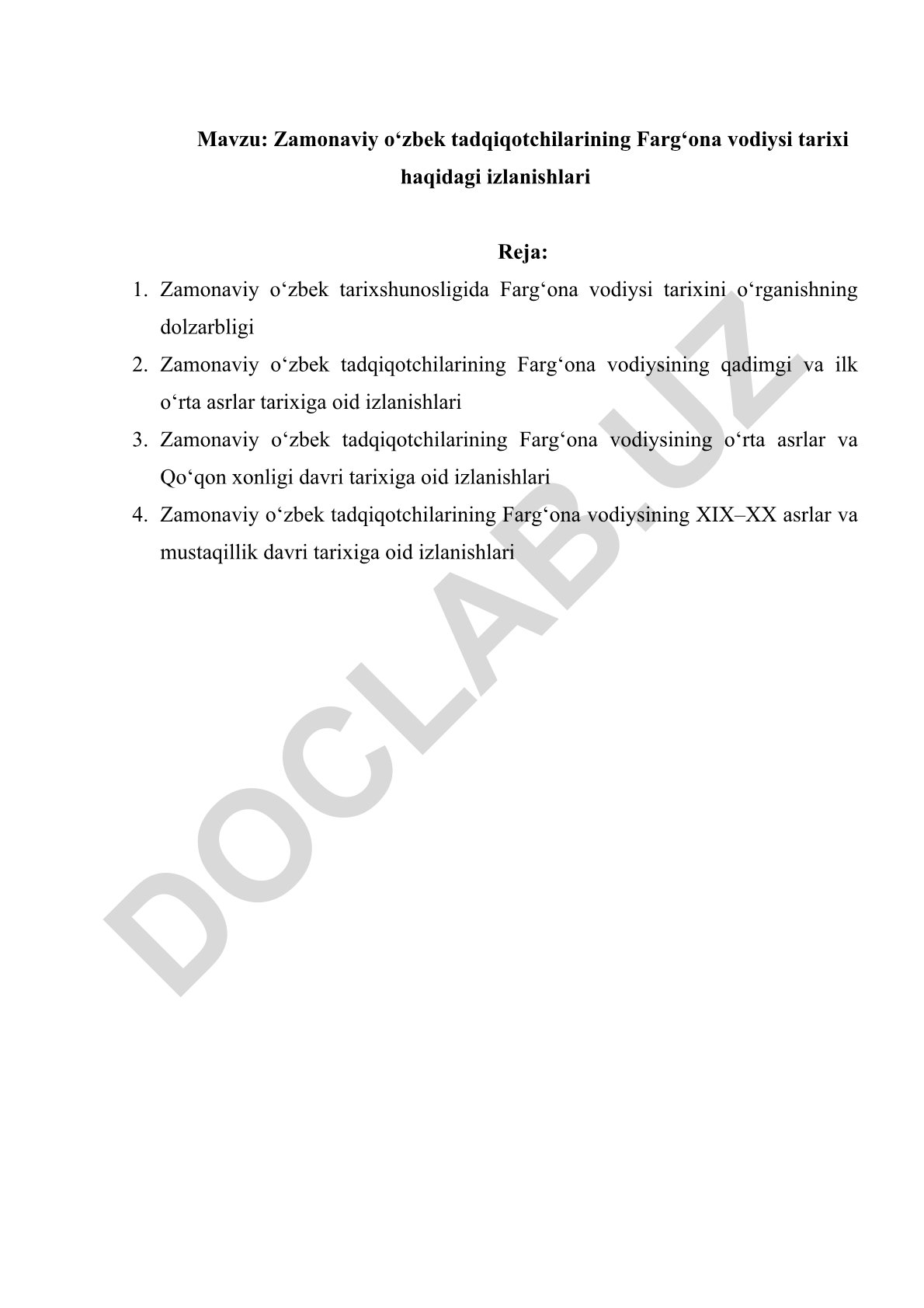 Zamonaviy o‘zbek tadqiqotchilarining Farg‘ona vodiysi tarixi haqidagi izlanishlari
