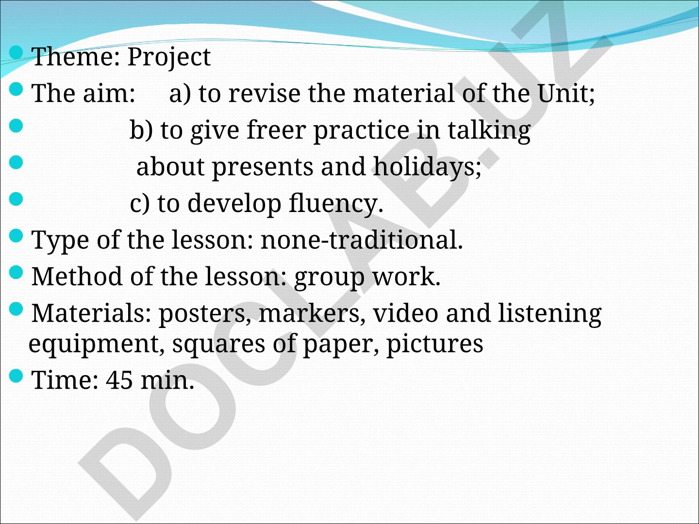 Project: Revising Unit Material and Talking About Presents and Holidays