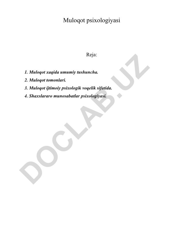 Muloqot psixologiyasi