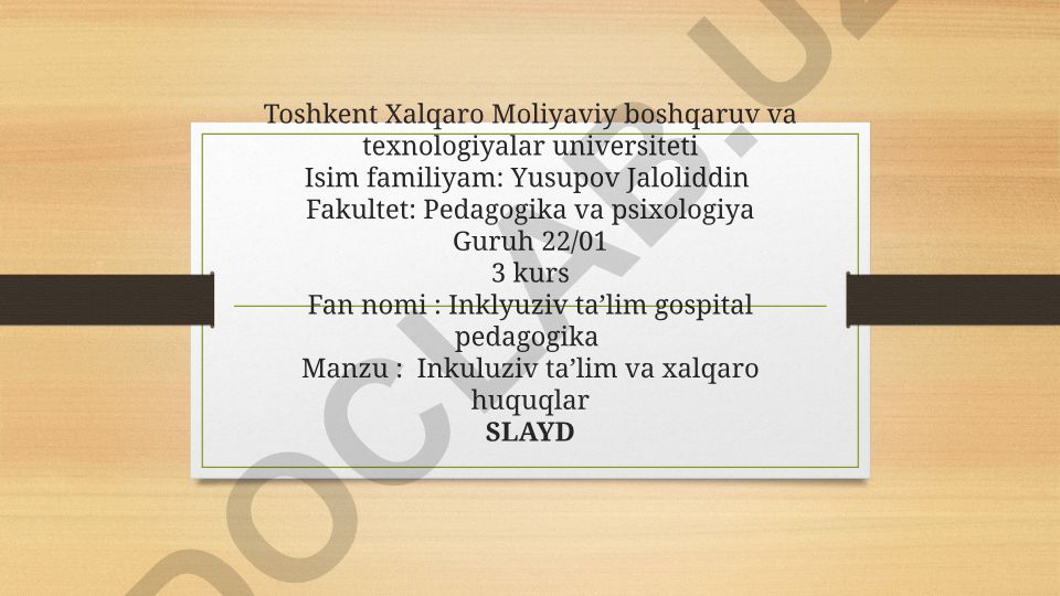 Inkuluziv taʼlim va xalqaro huquqlar
