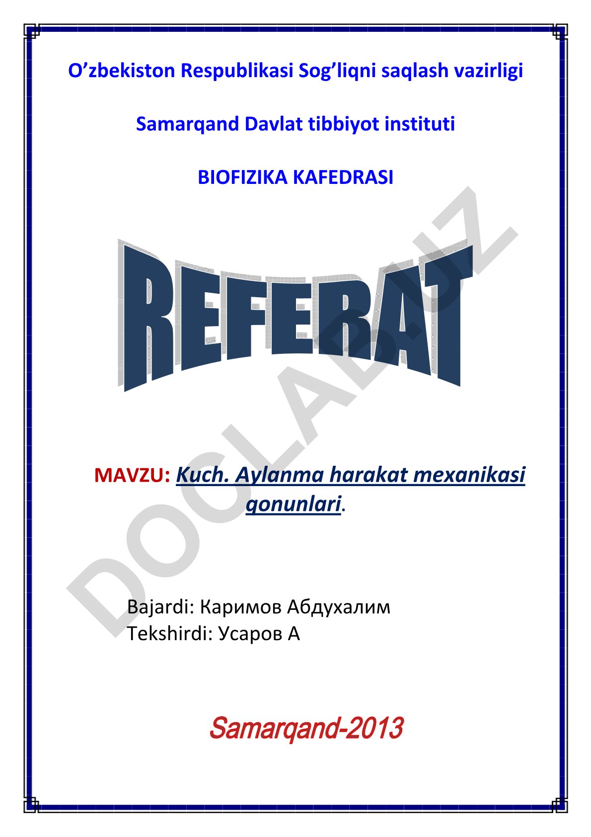 Kuch. Aylanma harakat mexanikasi qonunlari