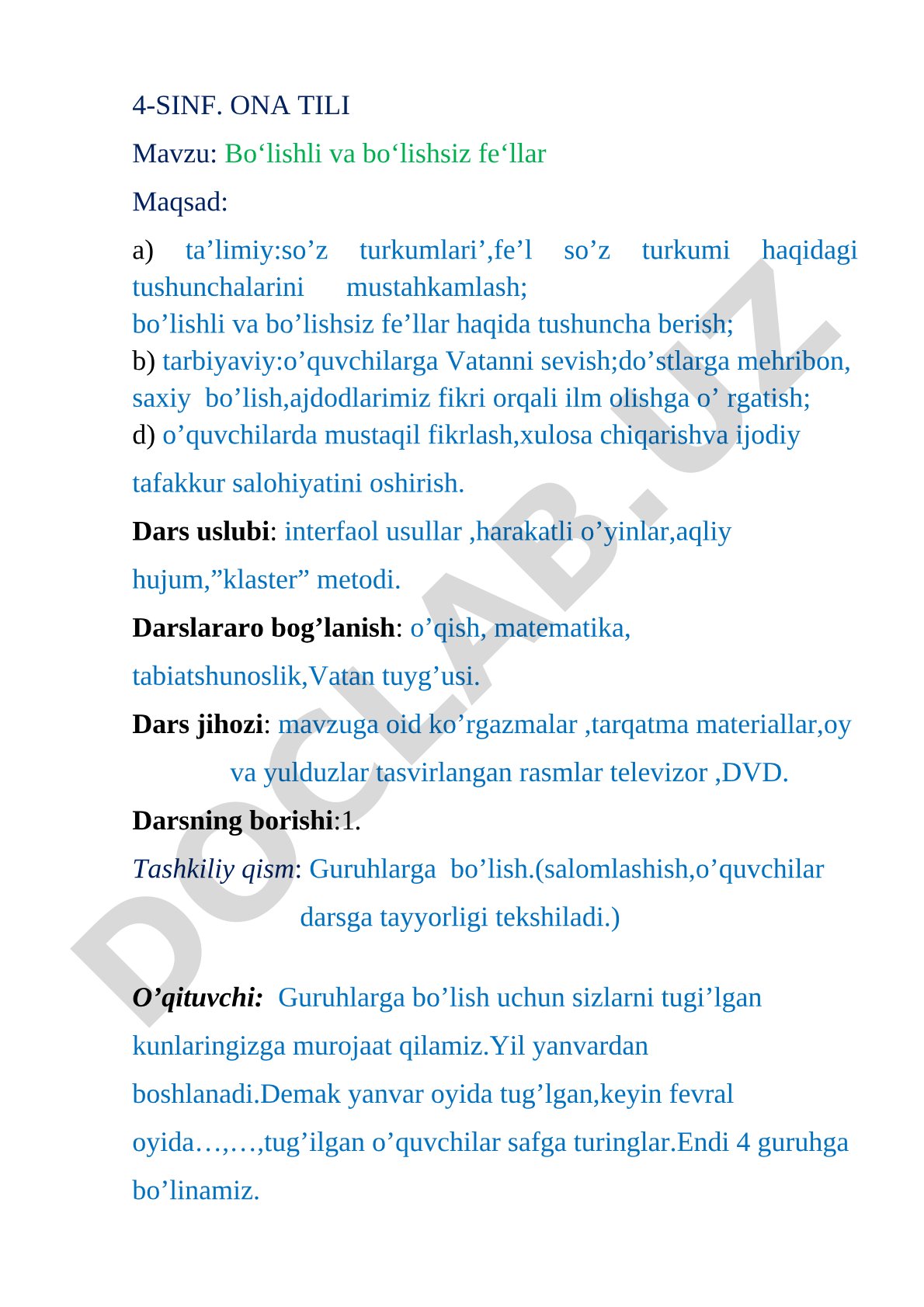 Bo‘lishli va bo‘lishsiz fe‘llar