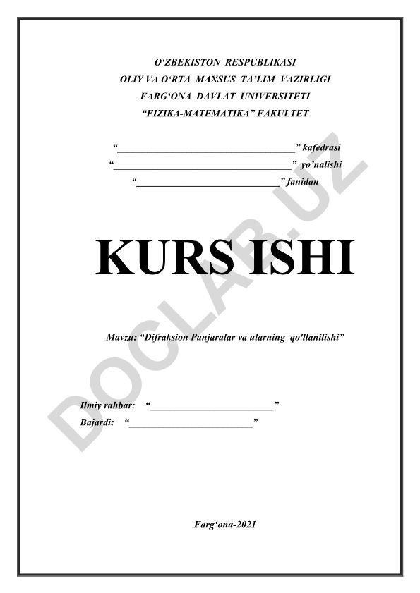 Difraksion Panjaralar va ularning qo'llanilishi