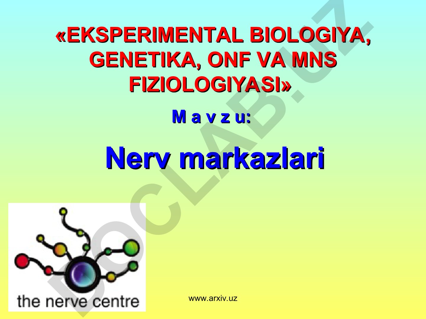 Nerv markazlari va ularning xossalari