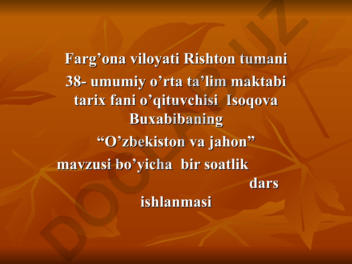 O'zbekiston va jahon