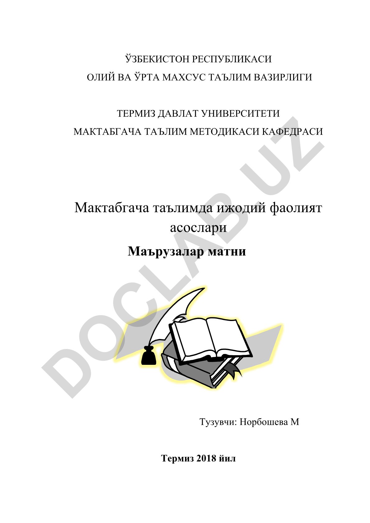 Мактабгача таълимда ижодий фаолият асослари