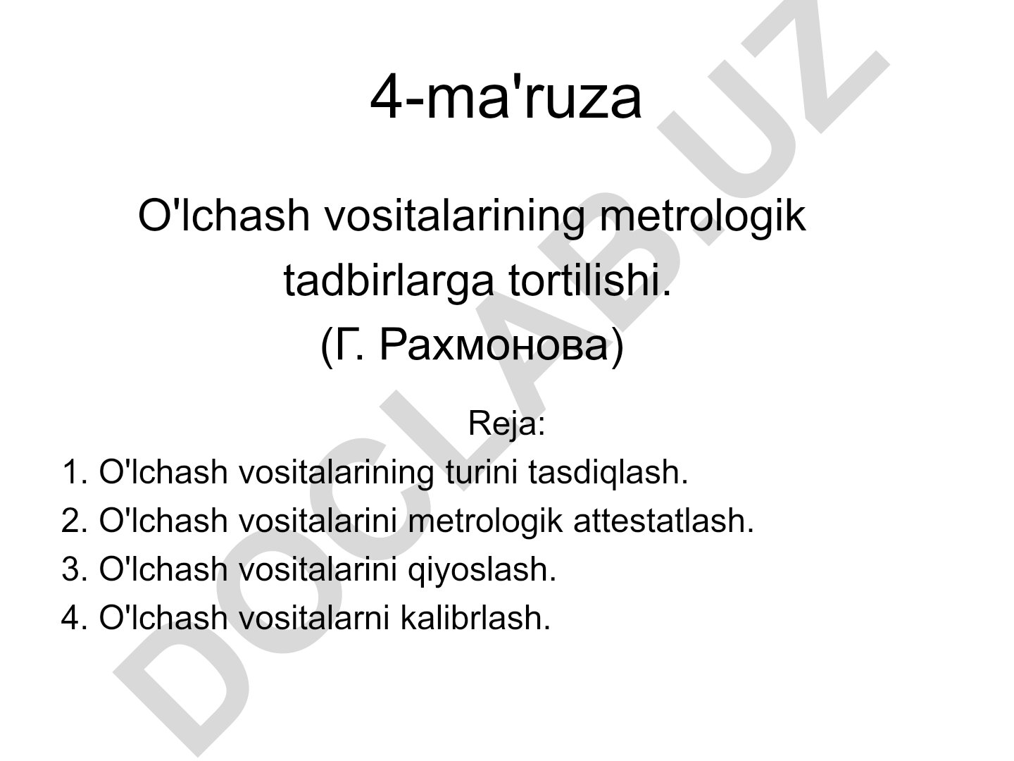 O'lchash vositalarining metrologik tadbirlarga tortilishi