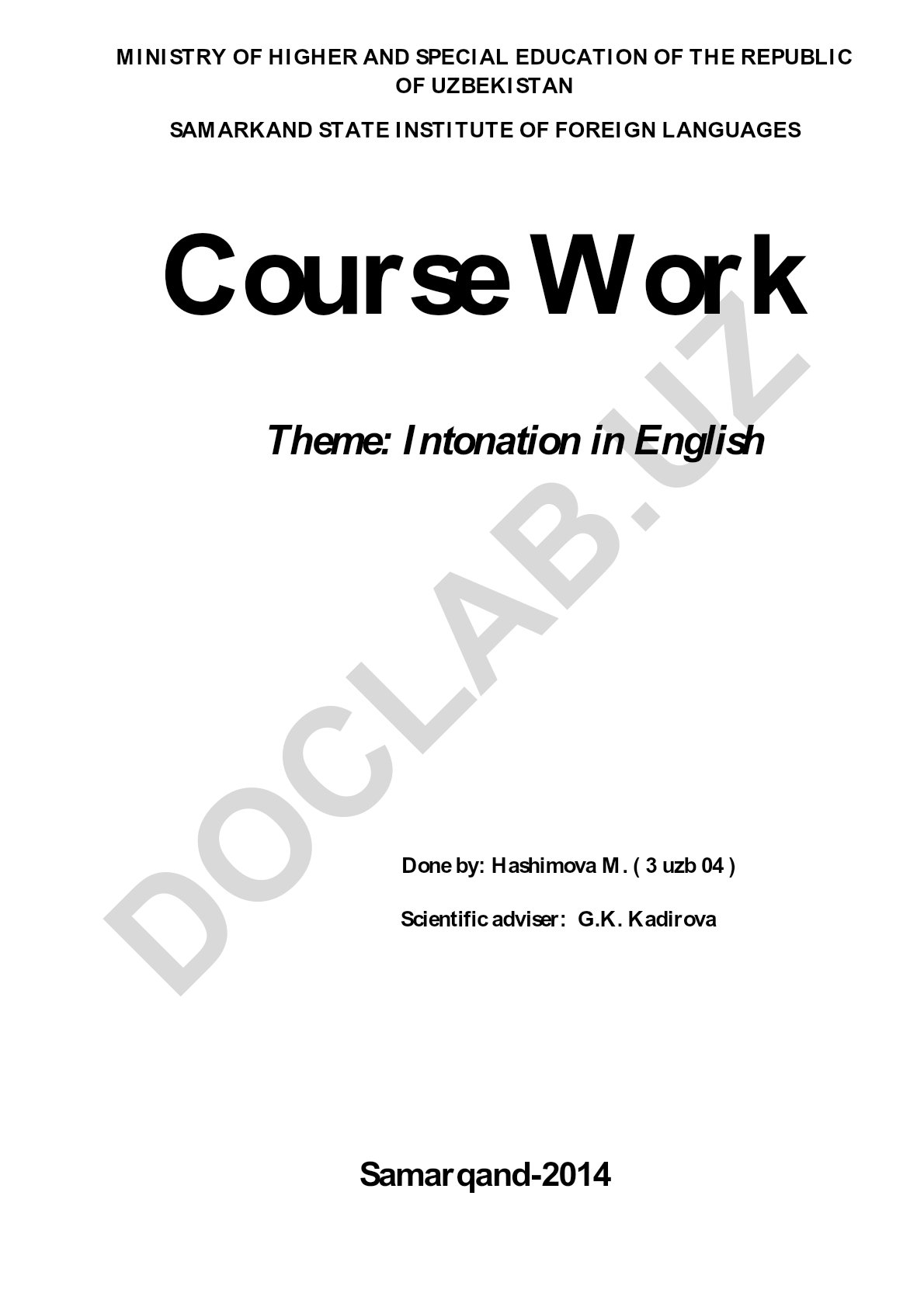 Intonation in English