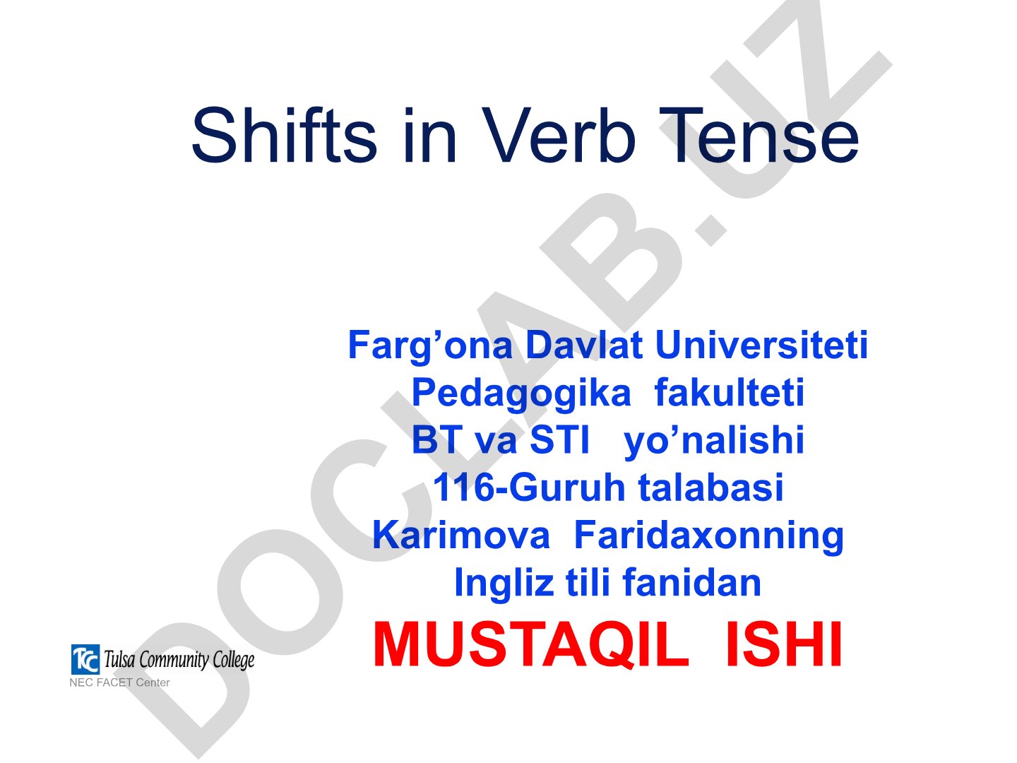 Fe'l vaqtlari o'zgarishi