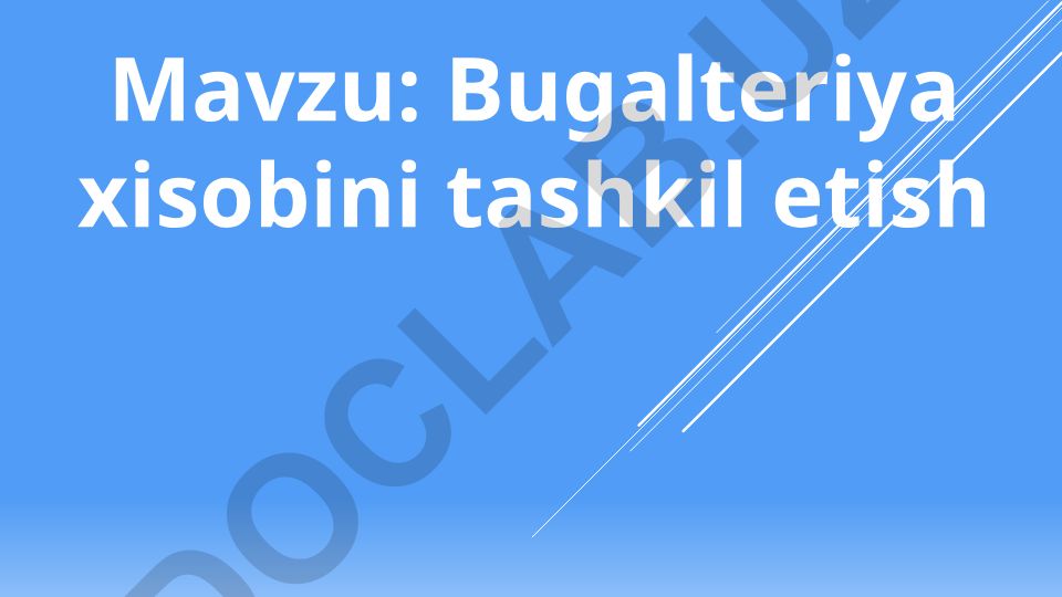 Bugalteriya xisobini tashkil etish
