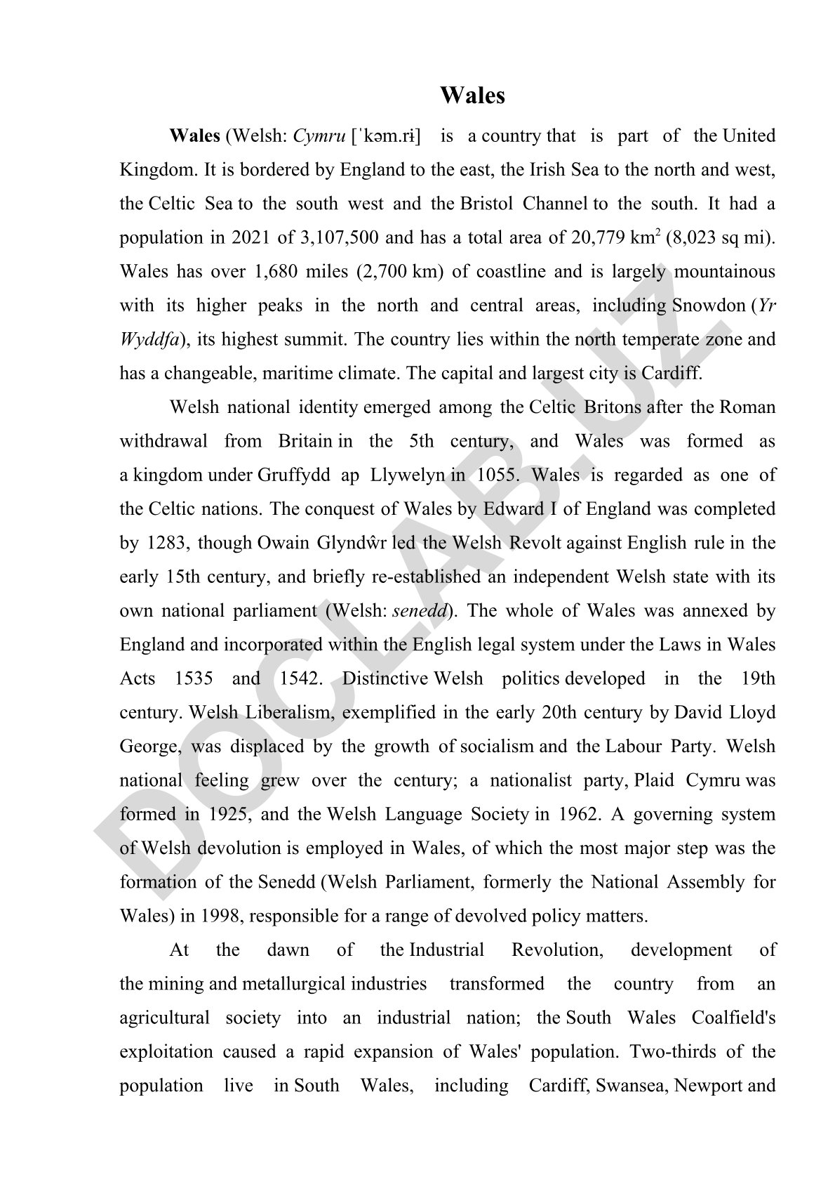 Wales geography, history and national identity