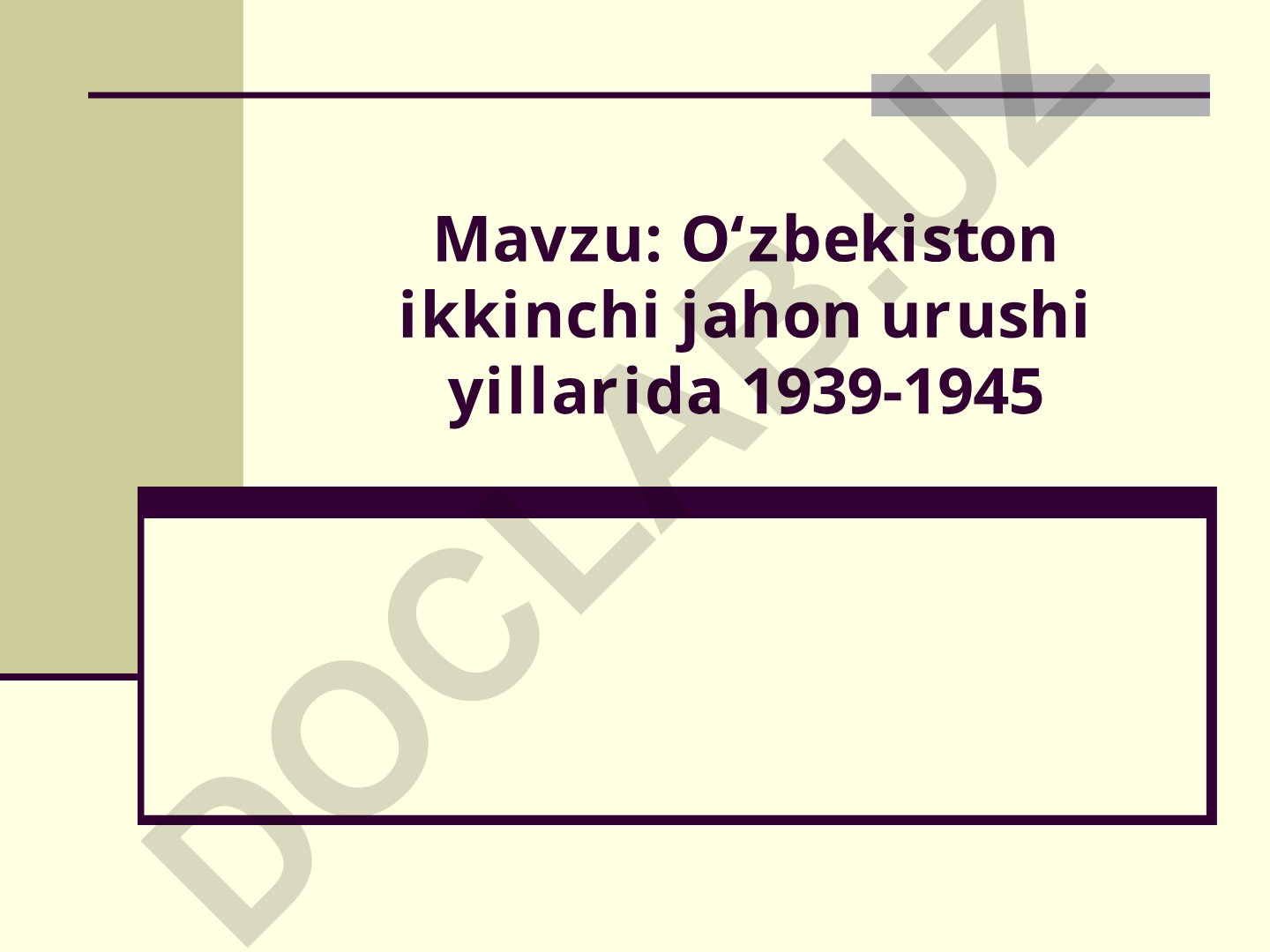 Oʻzbekiston ikkinchi jahon urushi yillarida 1939-1945