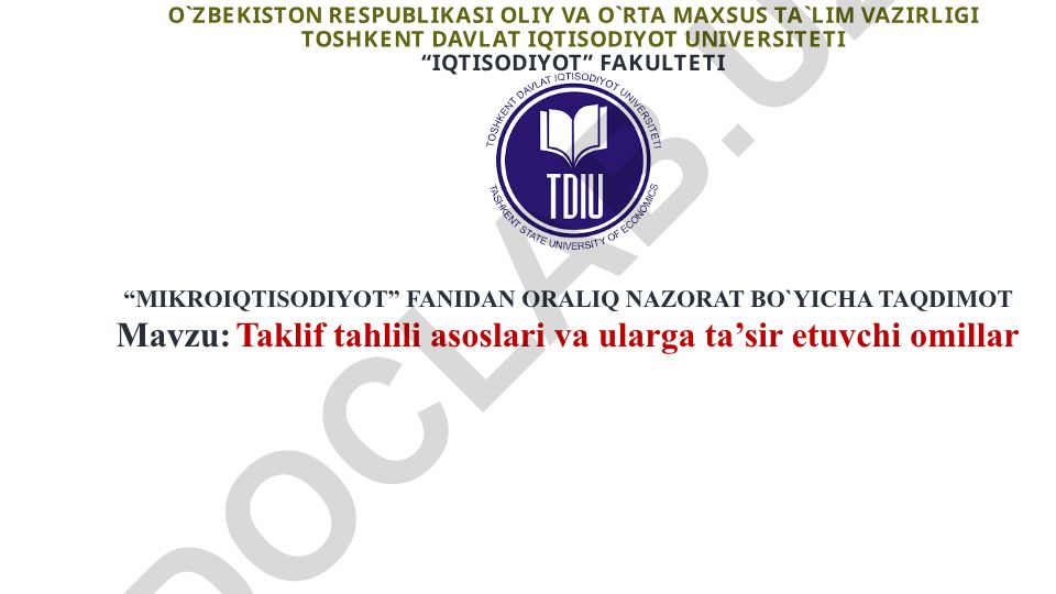Taklif tahlili asoslari va ularga ta’sir etuvchi omillar