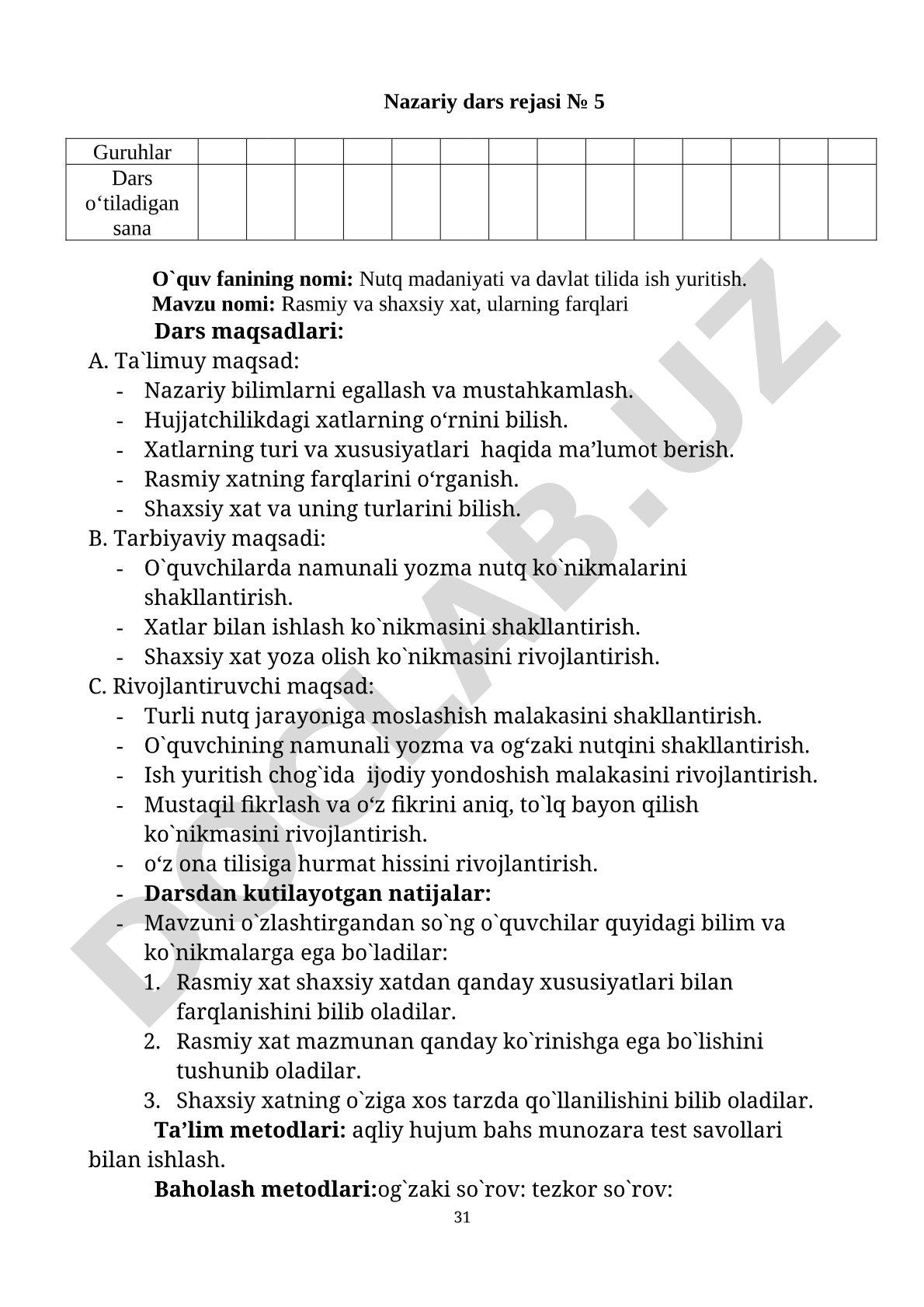 Rasmiy va shaxsiy xat, ularning farqlari