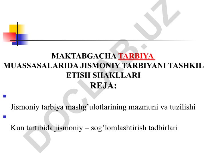 Maktabgacha ta'lim muassasalarida jismoniy tarbiyani tashkil etish shakllari