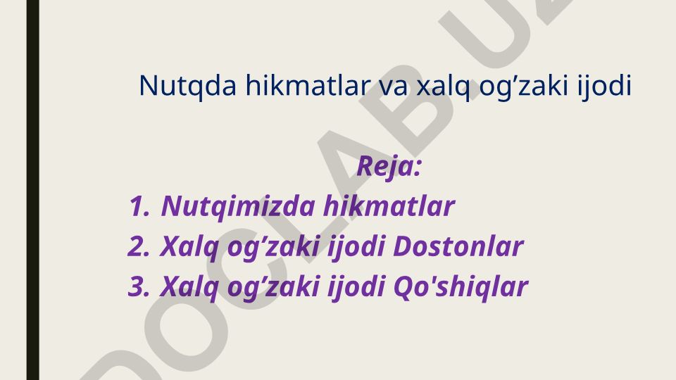 Nutqda hikmatlar va xalq og'zaki ijodi