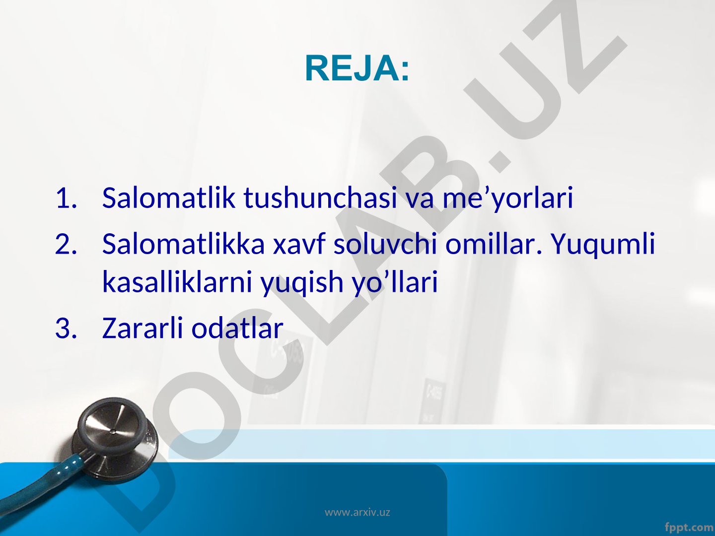 Salomatlik tushunchasi, me'yorlari va sog'lom turmush tarzi
