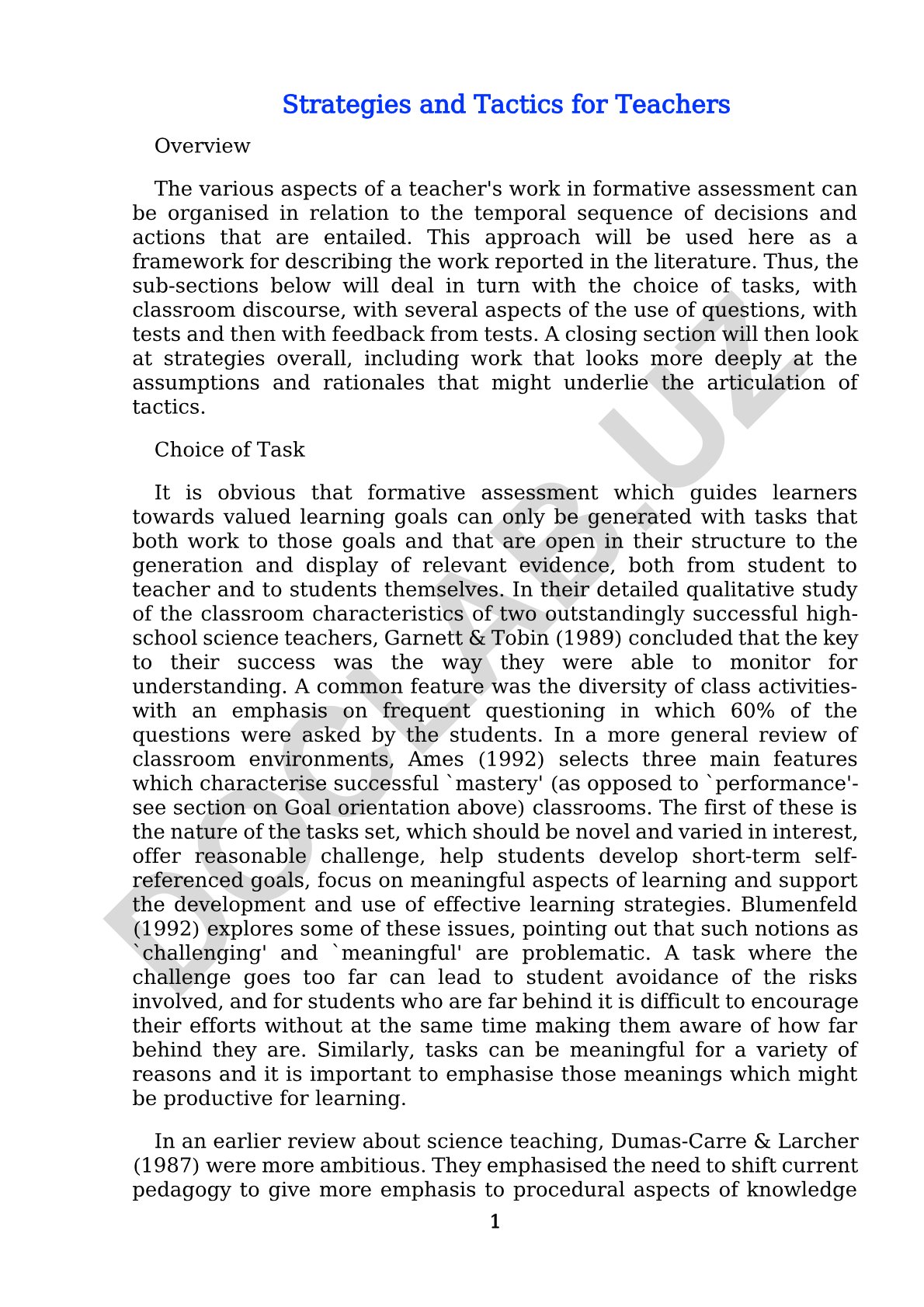 Strategies and Tactics for Teachers Overview