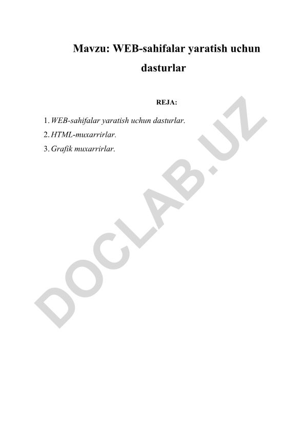 WEB-sahifalar yaratish uchun dasturlar