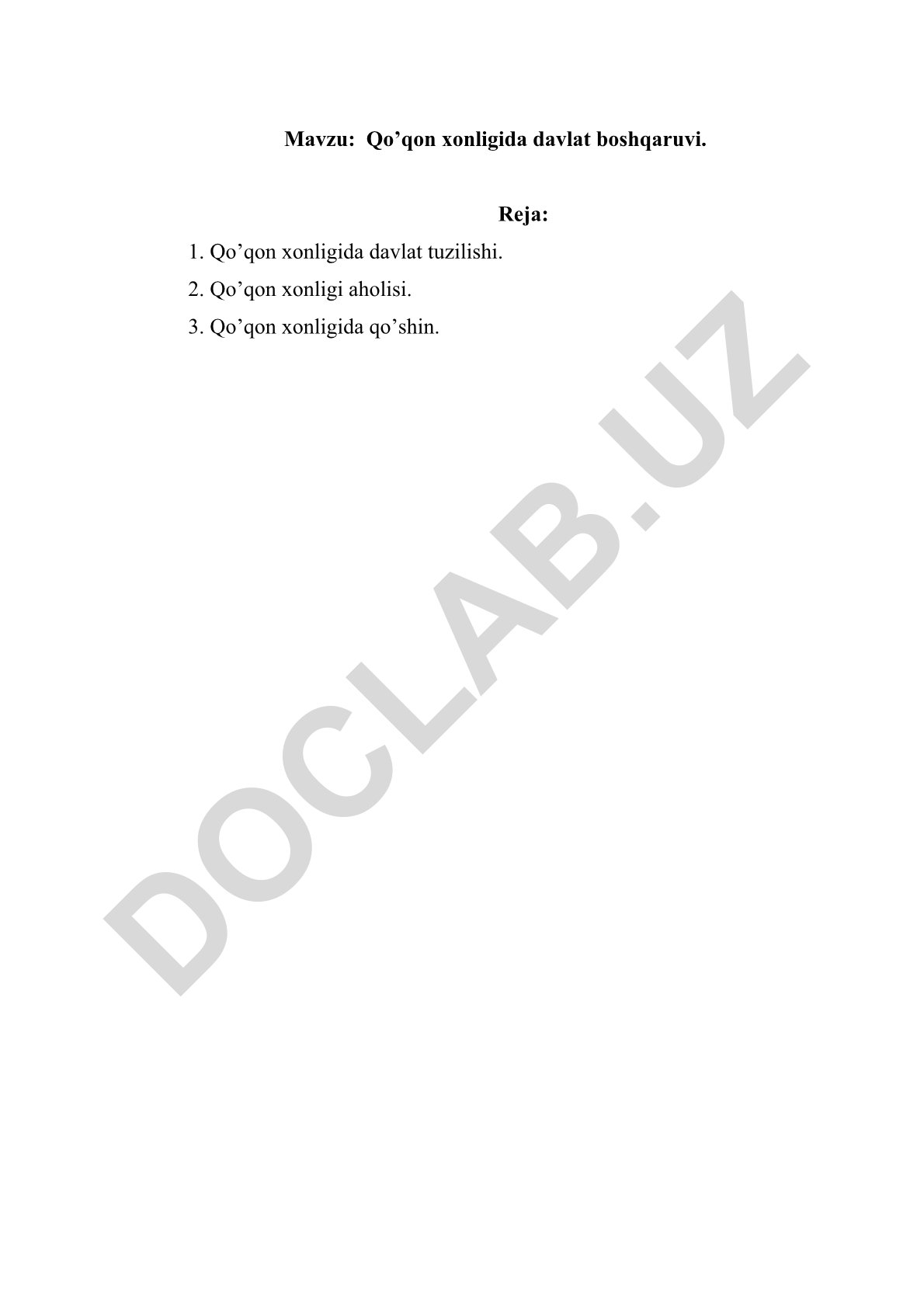 Qo’qon xonligida davlat boshqaruvi