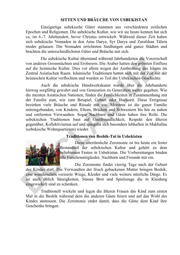 Sitten und Bräuche von Usbekistan