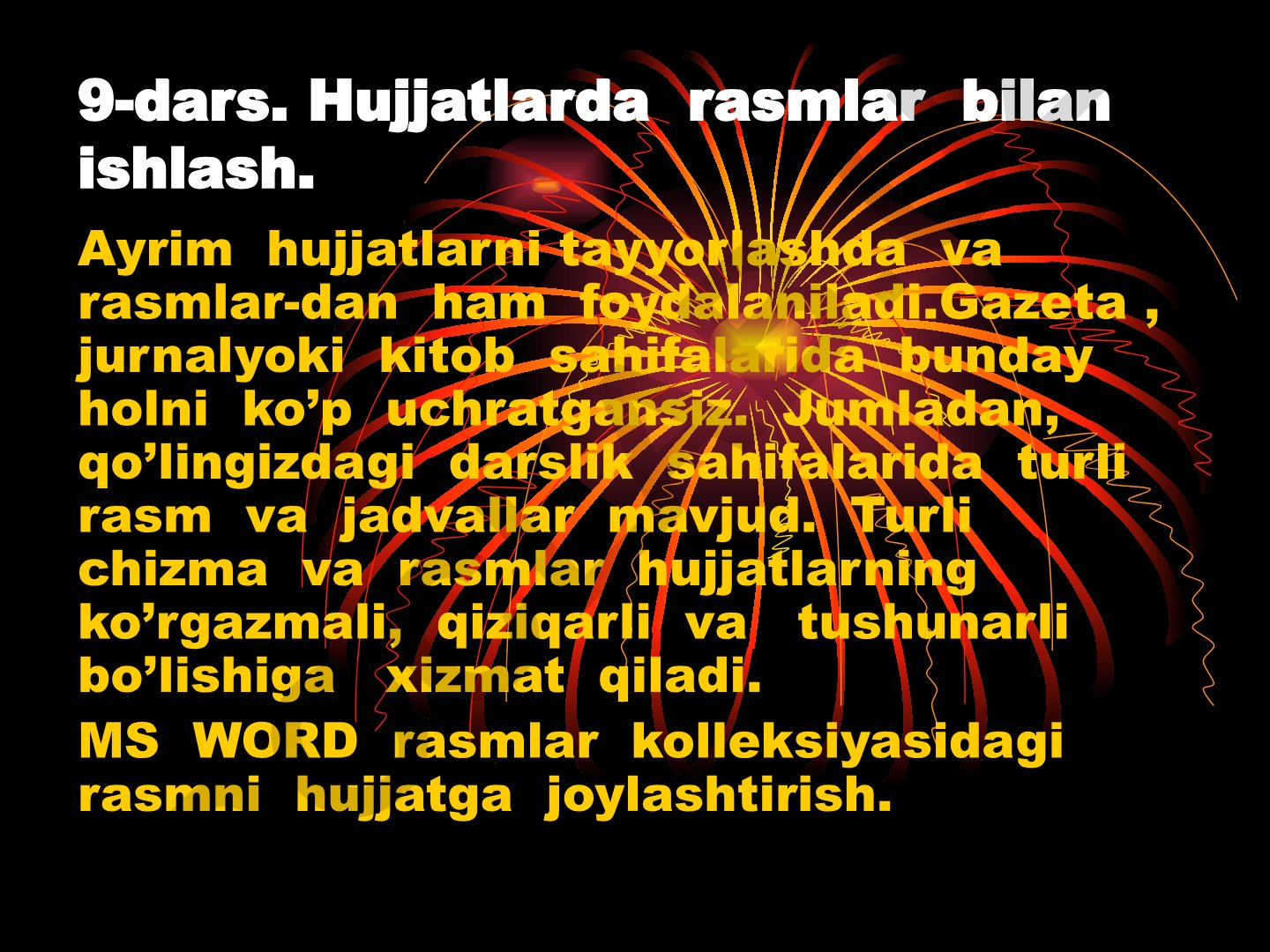 MS Word dasturida hujjatlarga rasmlarni joylashtirish