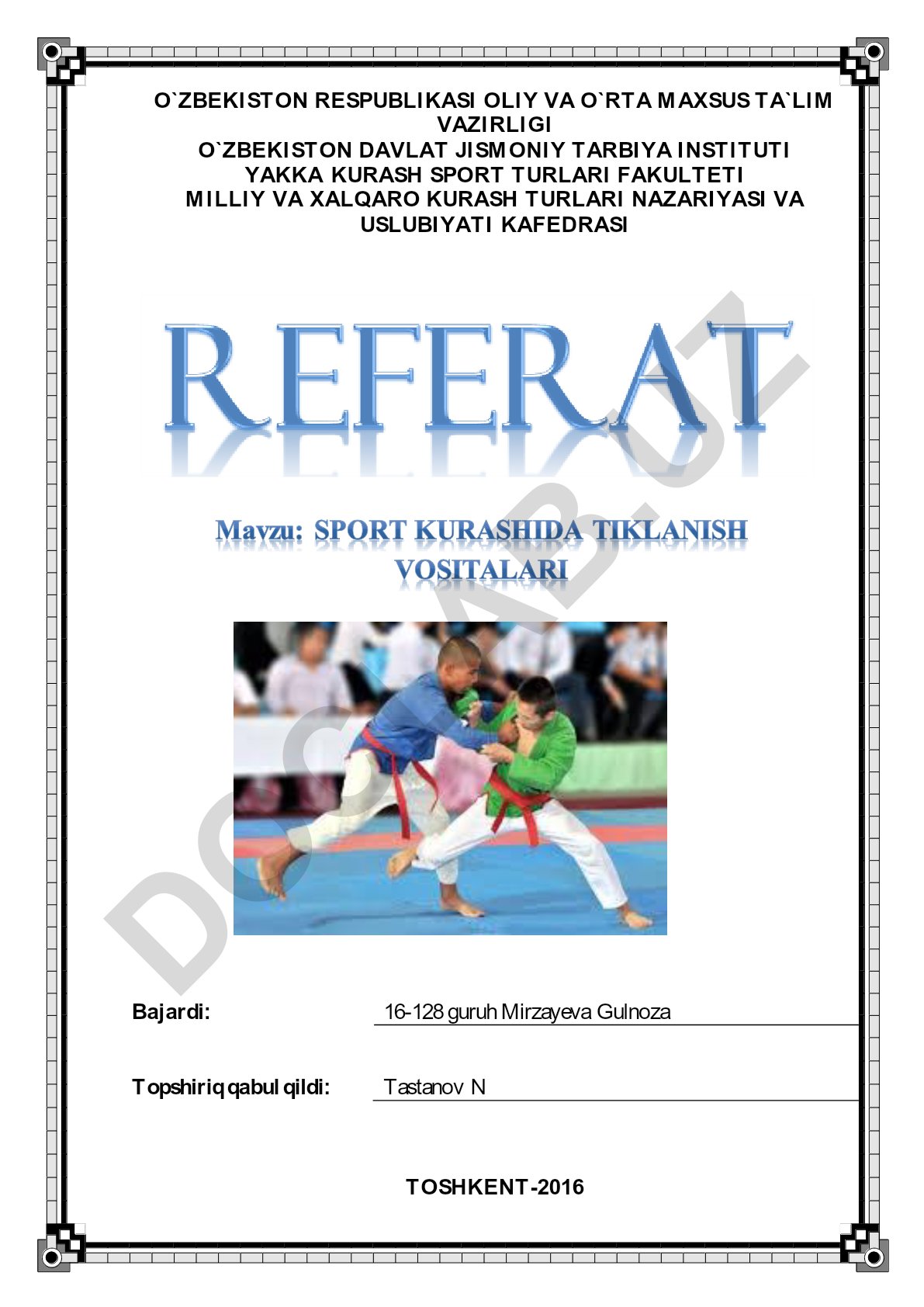 Sport kurashida tiklanish vositlari