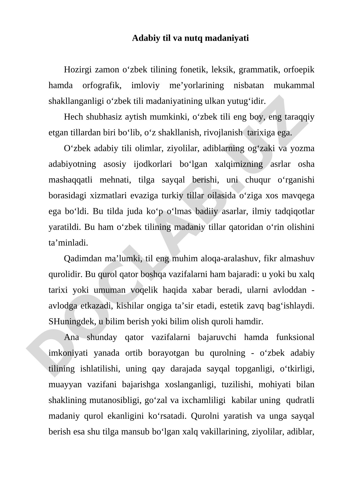 Adabiy til va nutq madaniyati