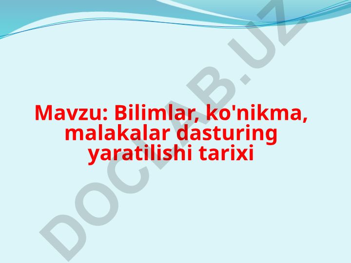Bilimlar, ko'nikma, malakalar dasturing yaratilishi tarixi