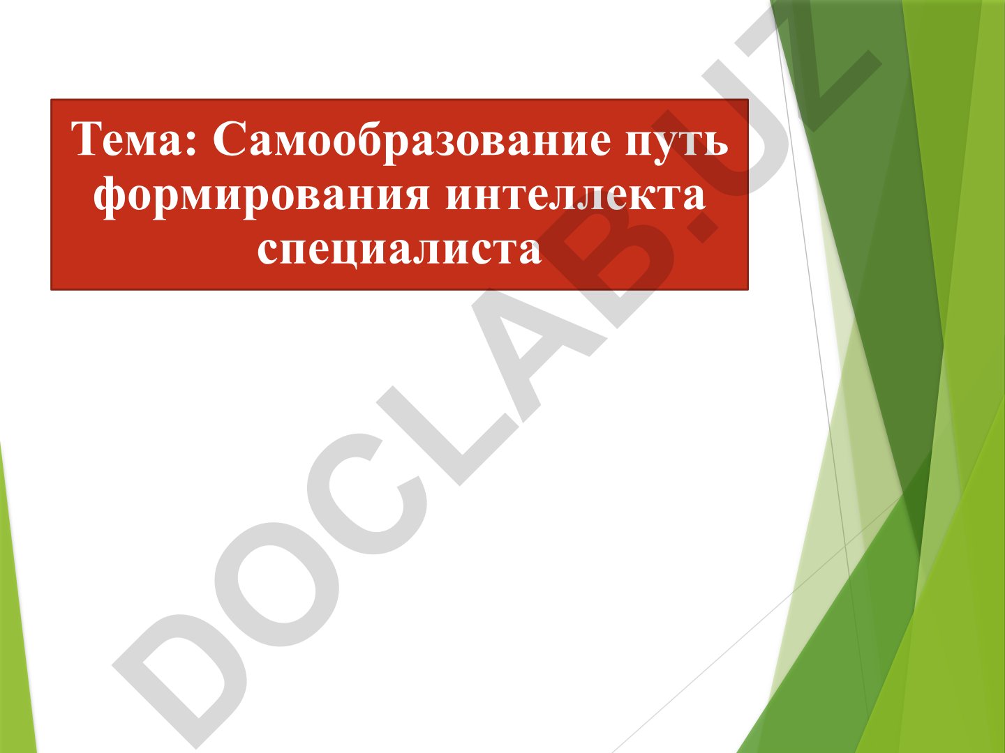 Самообразование путь формирования интеллекта специалиста
