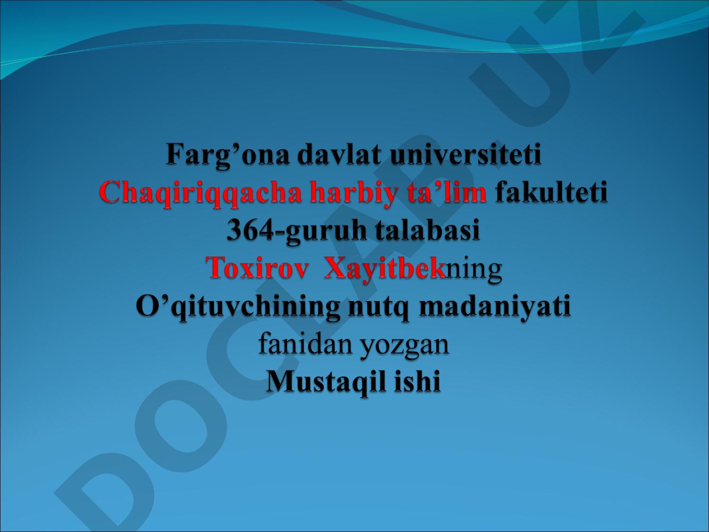 O'qituvchining nutq madaniyati va texnikasi