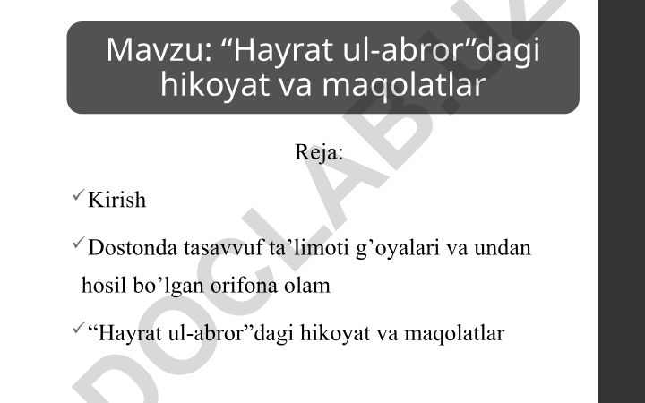 “Hayrat ul-abror”dagi hikoyat va maqolatlar