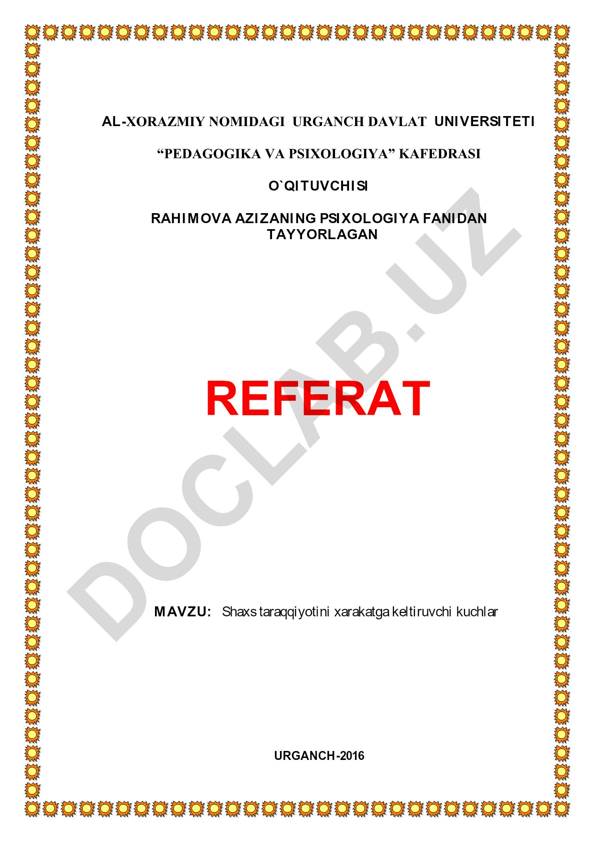Shaxs taraqqiyotini xarakatga keltiruvchi kuchlar