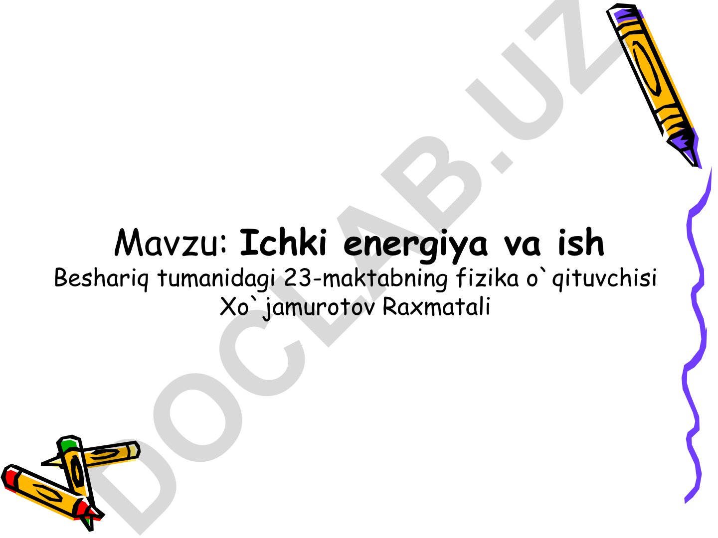 Ichki energiya va ish