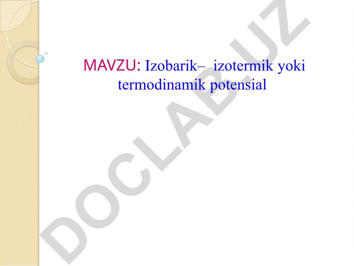 Izobarik–izotermik potensial (Gibbs energiyasi)