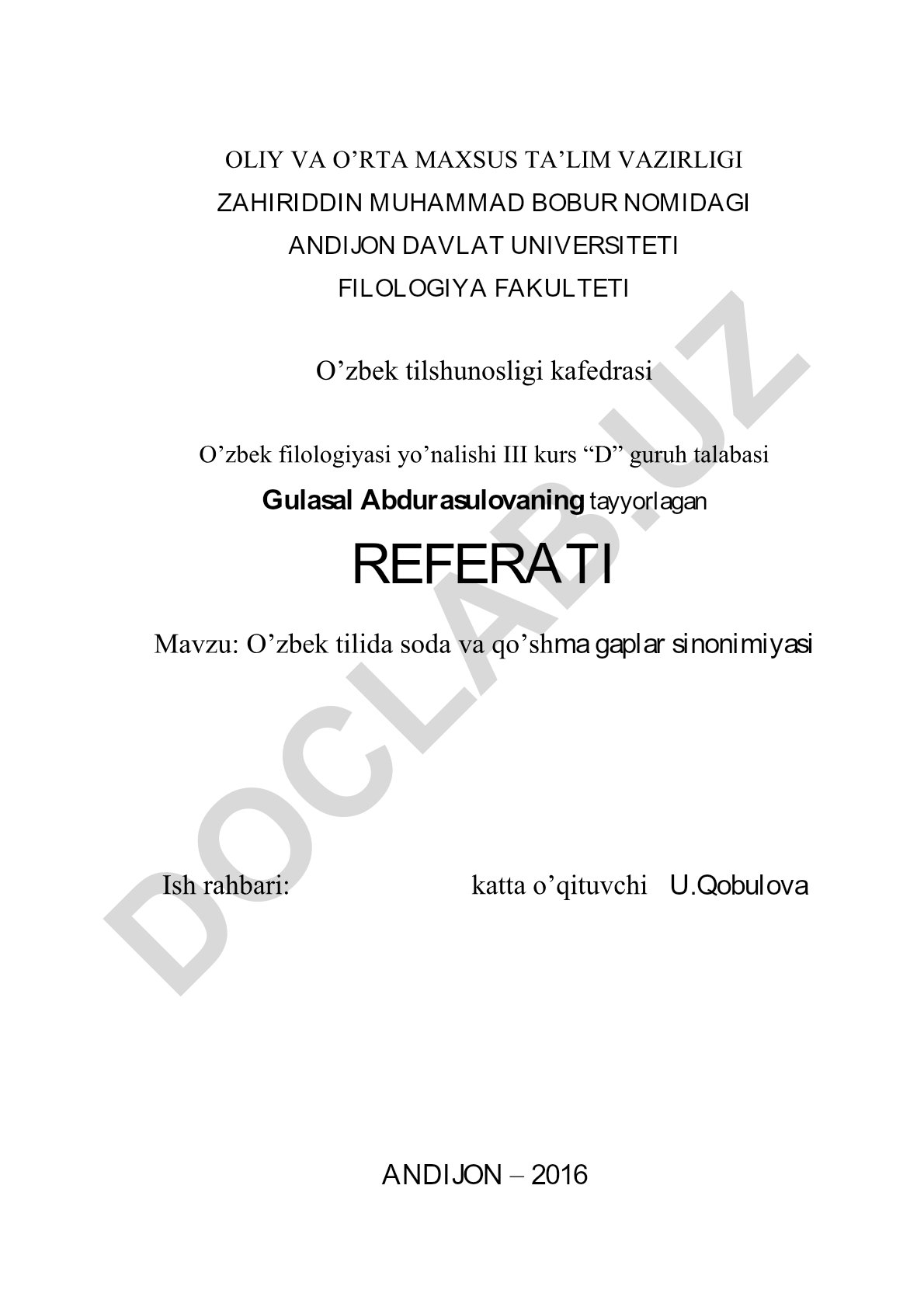 O'zbek tilida soda va qo'shma gaplar sinonimiyasi