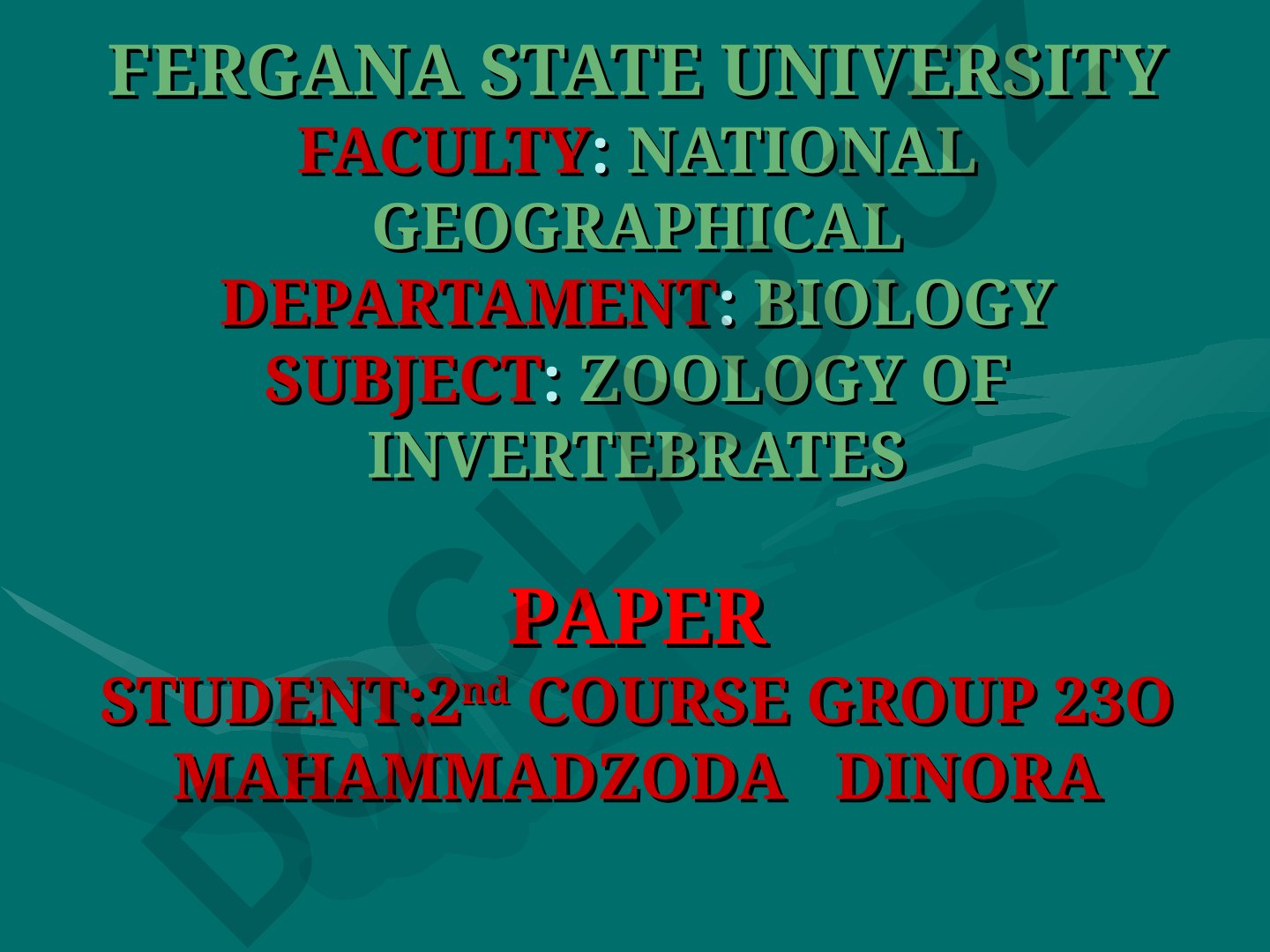 Zoology of Invertebrates