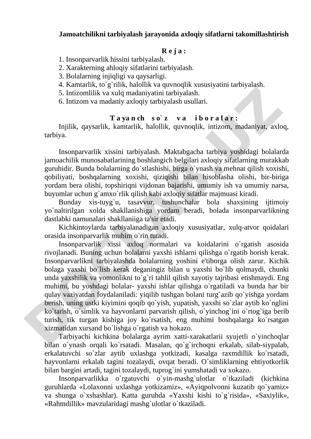 Jamoatchilikni tarbiyalash jarayonida axloqiy sifatlarni takomillashtirish