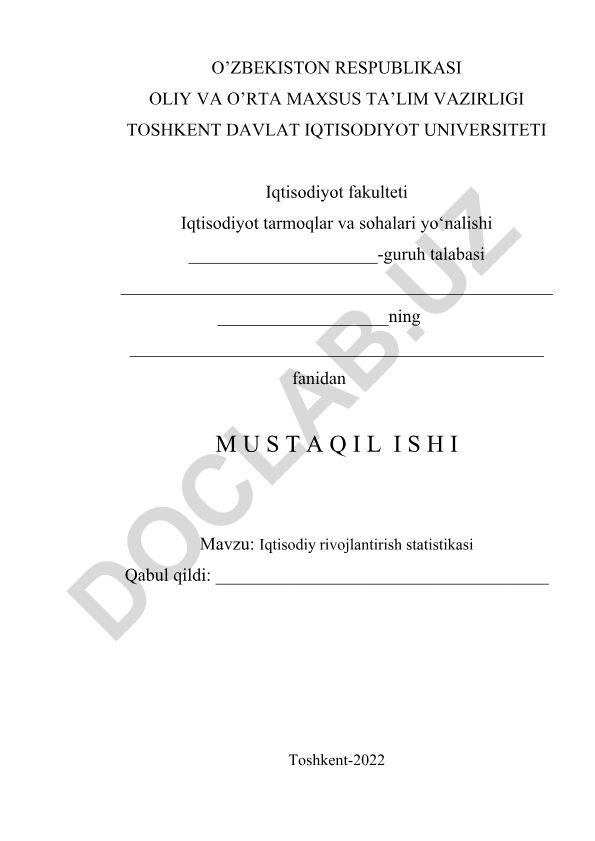 Iqtisodiy rivojlantirish statistikasi